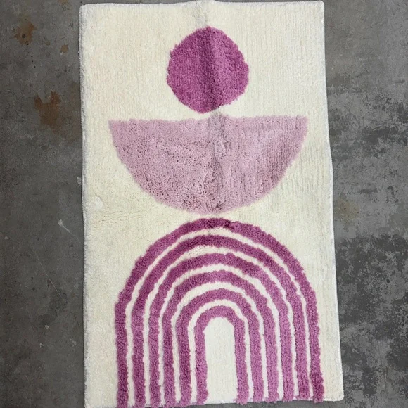 Pink Boho Bathroom Mat Pink Home Decor Cute bathmat light pink art modern NWT - Picture 6 of 6